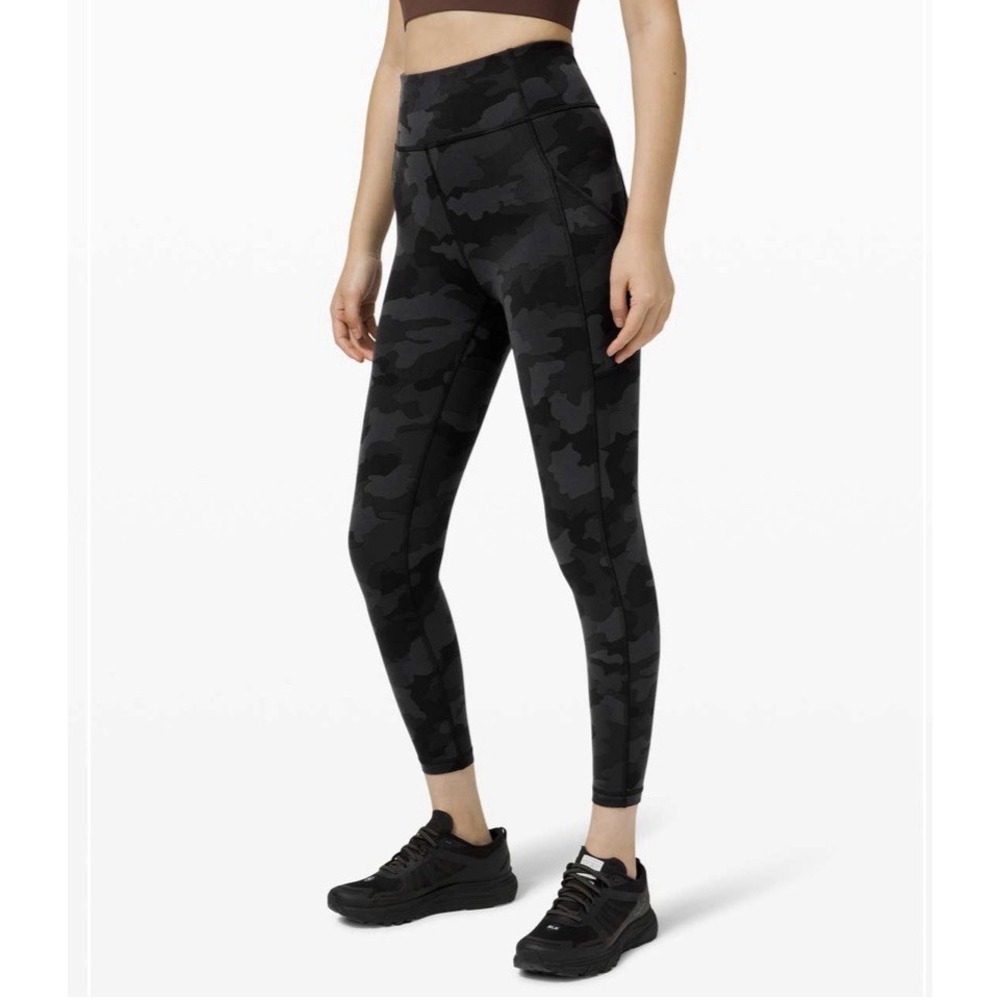 Lululemon Invigorate High-Rise Leggings Size 4 Black Camo 23" Crop Everlux